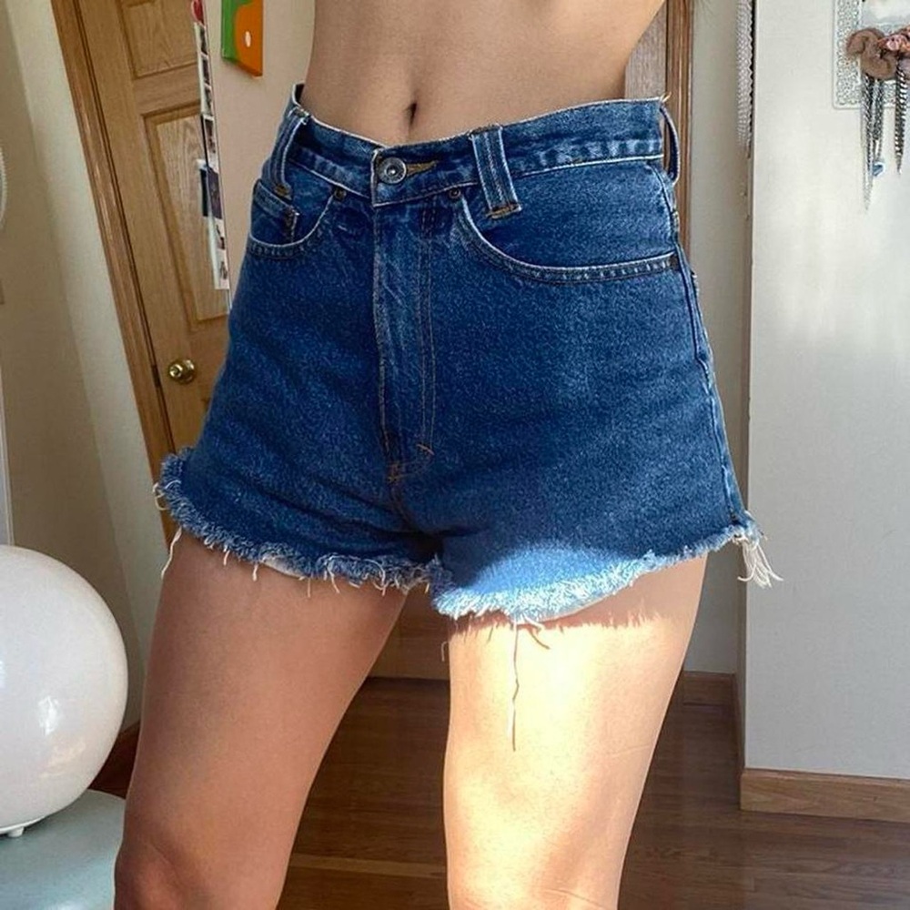 Vintage High-Rise Dark Blue Denim Jean Shorts